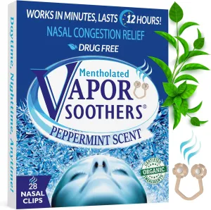 Mentholated Nasal Dilators for Breathing, Instant Nasal Congestion Relief, Nose Clips for Snoring, Nasal Dilators for Sleeping, Mentholated Peppermint, 28 Count, Drug-Free