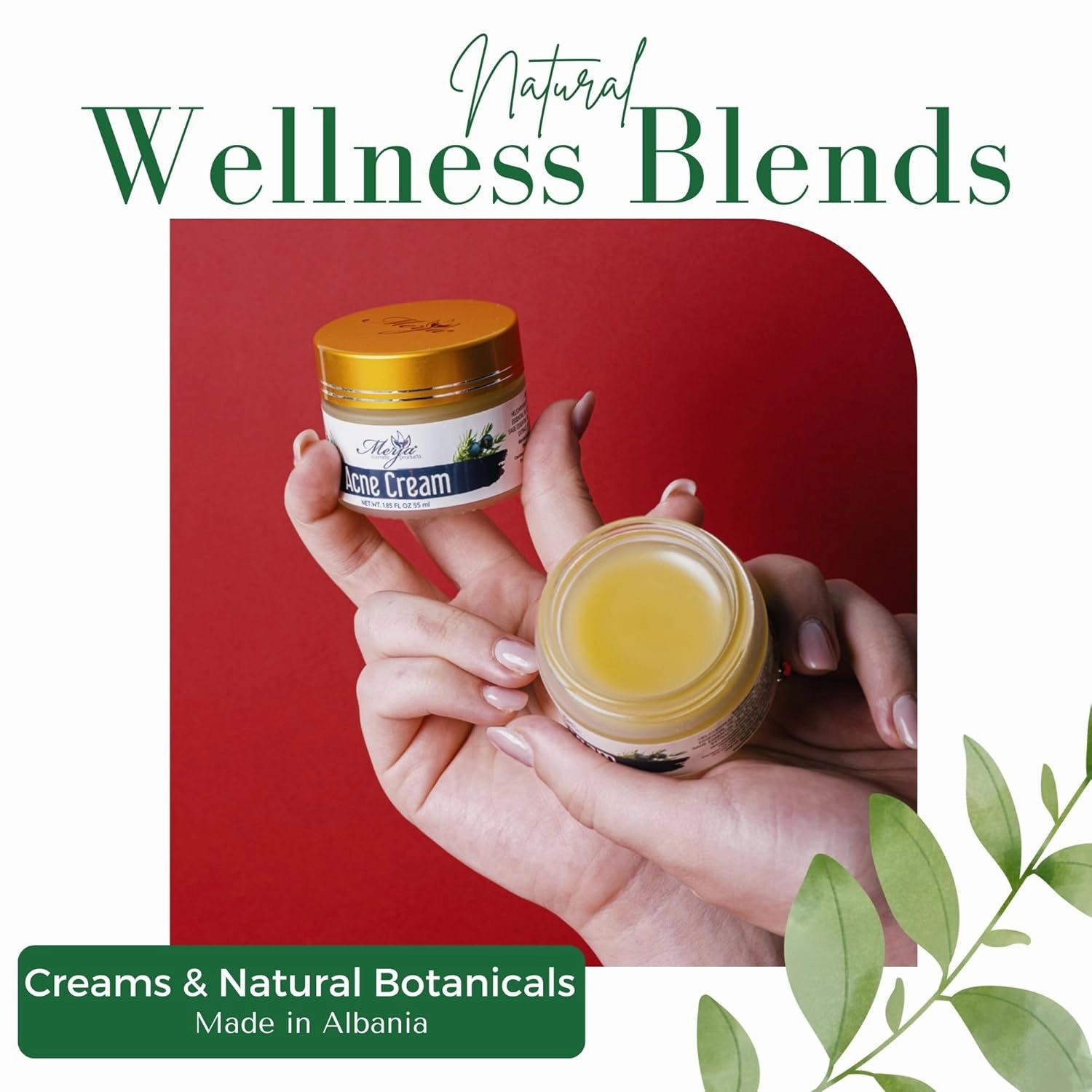 Merja Herbs Natural Antifungal Cream with Oregano, Sage and Thyme - Relaxing & Hydrating & Repair Cream - Herbal Rich Formula, Soothes Rough, Dry, Scaly Patches & Relieves Itching - 55ml 1.86oz