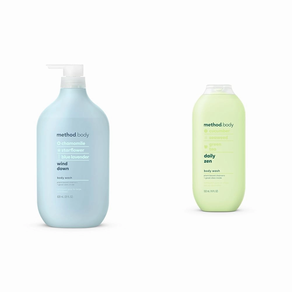 Method Body Wash Bundle - Wind Down 28 FL Oz and Daily Zen 18 oz