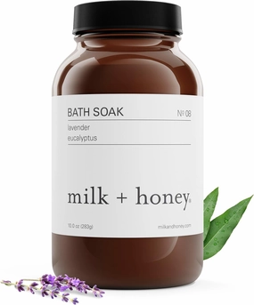 milk   honey No. 8 Calming Bath Soak – Moisturizing Epsom Salt with Lavender & Eucalyptus – Relaxing Aromatherapy Soak for Sore Muscles, Dry Skin & Stress Relief – 10 oz