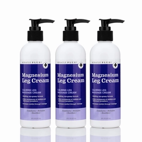 Miracle Plus Magnesium Leg Cream | Magnesium Lotion Calming Leg Cream For Leg Relief | Herbal Moisturizer Topical Body Butter Soothes   Calms Sensations, Itching, & Shaking, 8oz, 3 Piece