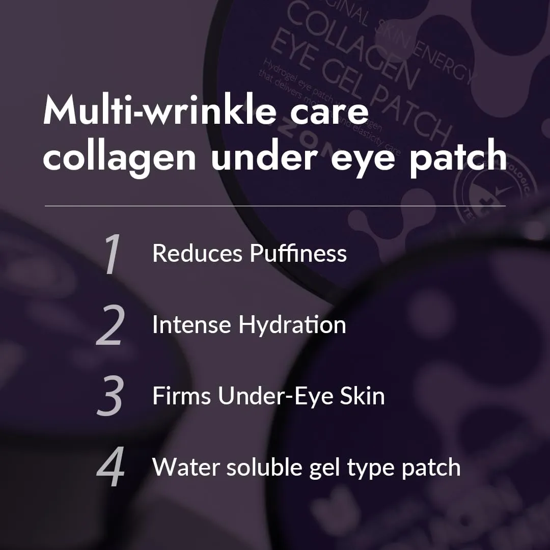 MIZON Collagen Eye Gel Patch with Hydrolyzed Collagen, Caviar, and Chamomile for Firming, Nourishment, and Wrinkle Care – 60pcs –