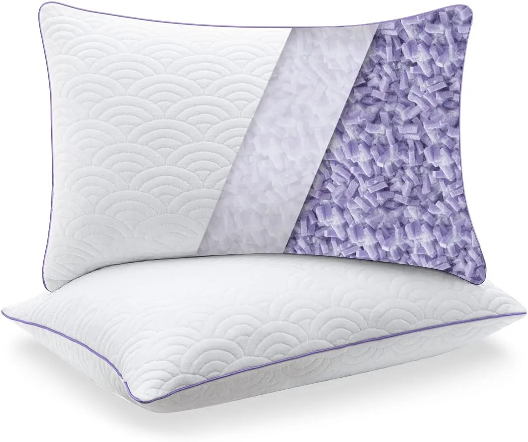 MOLCLCUY Memory Foam Pillows King Size Set of 2 Adjustable Cool Pillow for Side Back Stomach Sleepers Luxury Gel Pillow with Washable Cover