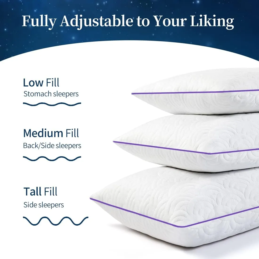 MOLCLCUY Memory Foam Pillows King Size Set of 2 Adjustable Cool Pillow for Side Back Stomach Sleepers Luxury Gel Pillow with Washable Cover