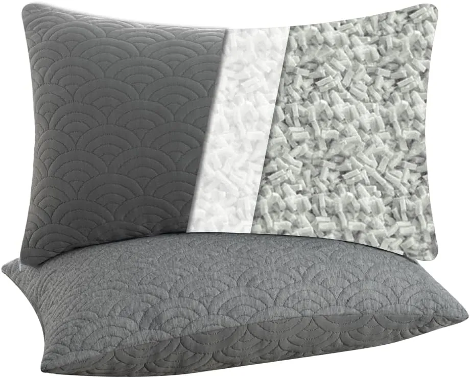 MOLCLCUY Memory Foam Pillows King Size Set of 2 Adjustable Cool Pillow for Side Back Stomach Sleepers Luxury with Washable Cover