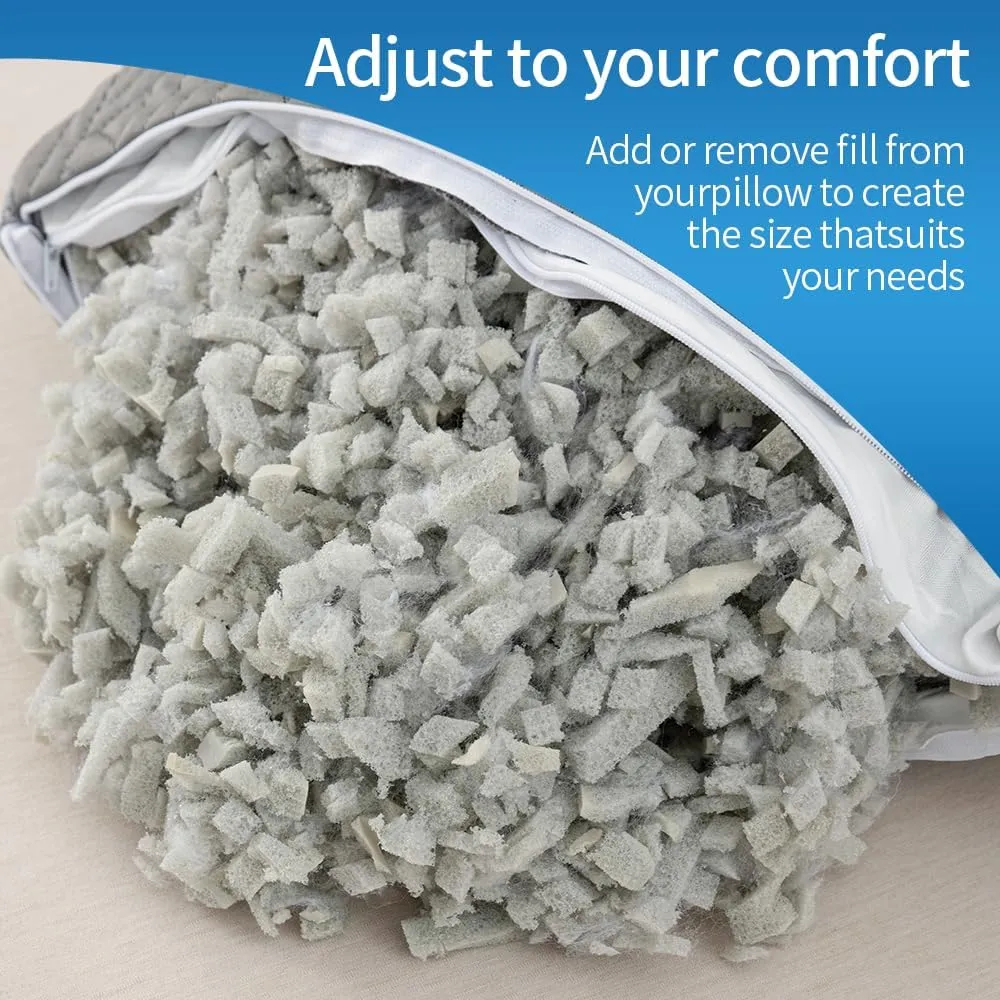 MOLCLCUY Memory Foam Pillows King Size Set of 2 Adjustable Cool Pillow for Side Back Stomach Sleepers Luxury with Washable Cover
