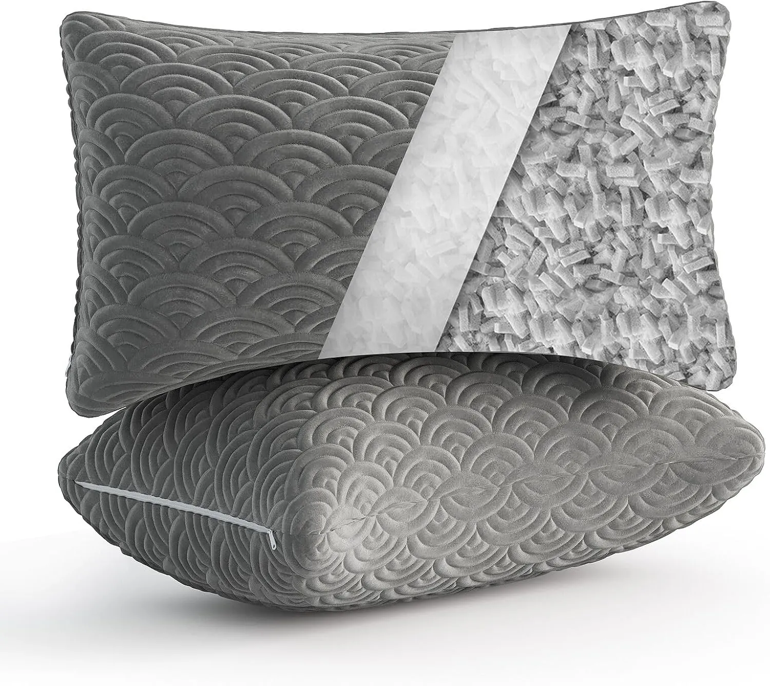 MOLCLCUY Memory Foam Pillows Queen Size Set of 2 Adjustable Cool Pillow for Side Back Stomach Sleepers Luxury Gel Pillow with Washable Cover