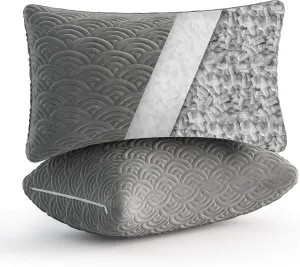 MOLCLCUY Memory Foam Pillows Queen Size Set of 2 Adjustable Cool Pillow for Side Back Stomach Sleepers Luxury Gel Pillow with Washable Cover