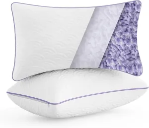 MOLCLCUY Memory Foam Pillows Queen Size Set of 2 Adjustable Cool Pillow for Side Back Stomach Sleepers Luxury with Washable Cover