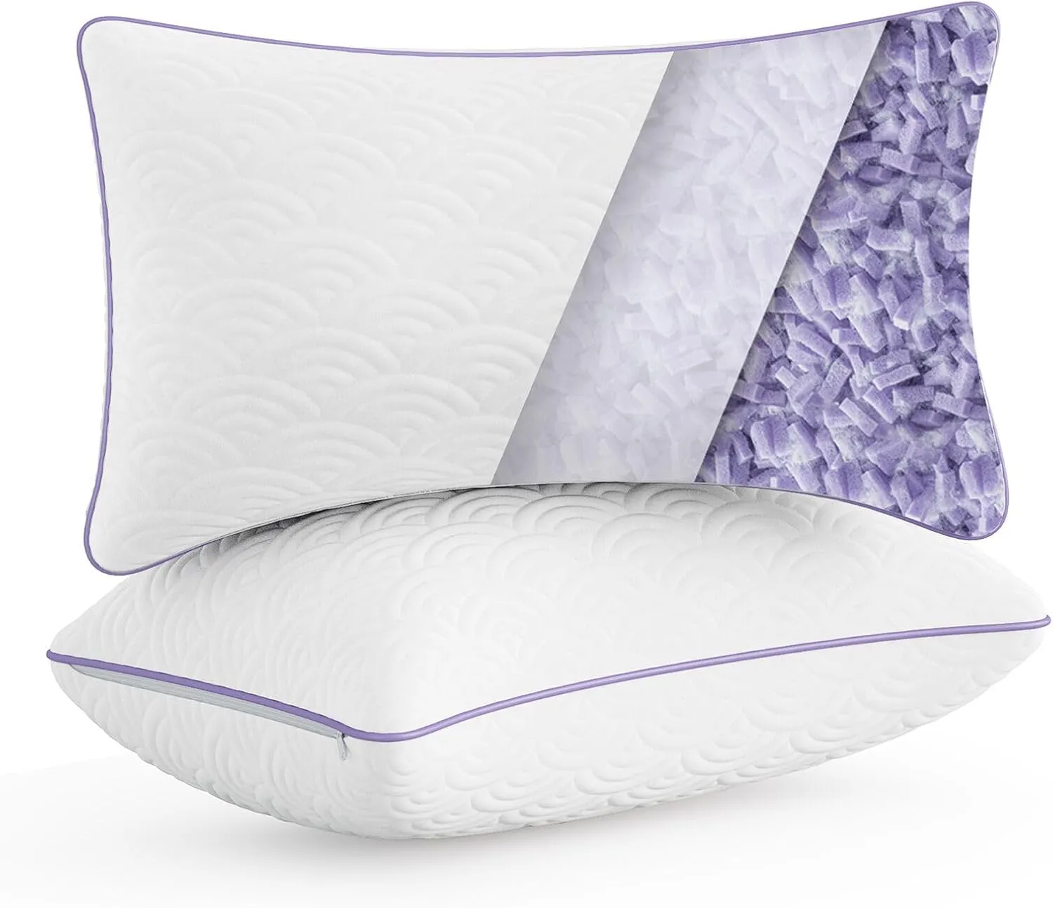 MOLCLCUY Memory Foam Pillows Queen Size Set of 2 Adjustable Cool Pillow for Side Back Stomach Sleepers Luxury with Washable Cover