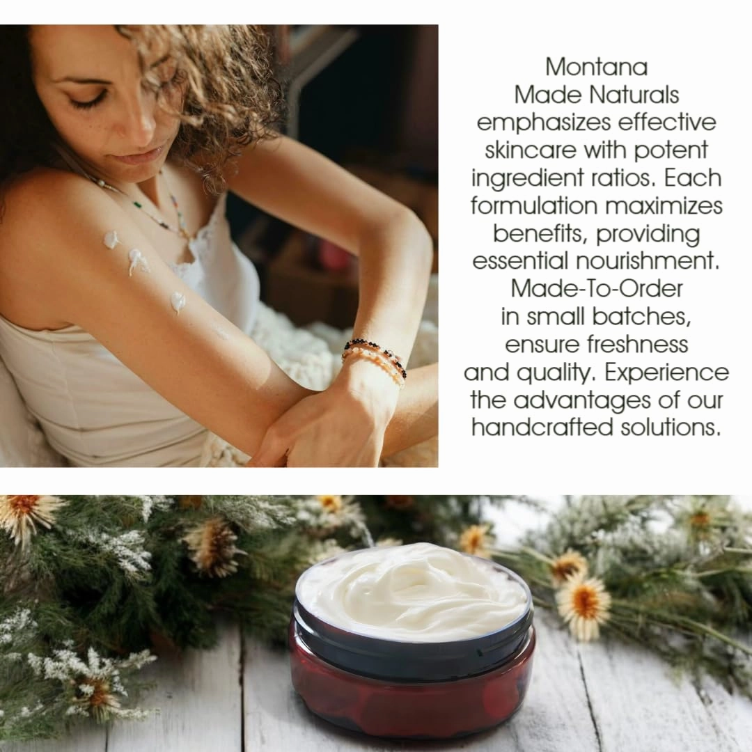 Montana Snow Lotion - Organic handmade hydrating daily moisturizing lotion for extremely dry skin, Shea body lotion, 100% natural non toxic body lotion, Vit E and aloe vera 8oz (Big Sky Snow)