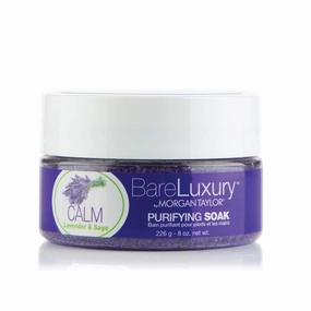 Morgan Taylor BareLuxury Calm Lavender & Sage Soak Jar, 8 oz – Relaxing Pedi/Mani Soak with Lavender & Sage Extracts for Soothing, Stress-Relieving Skin Care.