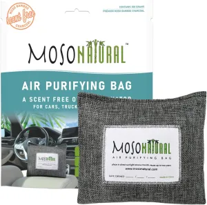 Moso Natural Car Air Freshener and Deodorizer | Long Lasting Bamboo Charcoal Odor Absorber | Non Toxic Odor Eliminator for Cars | Scent Free Air Purifying Bag