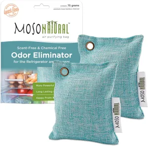 Moso Natural Fridge Deodorizer (2 Pack) | Bamboo Charcoal Freezer & Refrigerator Odor Eliminator | Long-Lasting Air Purifying Bag to Eliminate Refrigerator Odor | More Powerful than Baking Soda