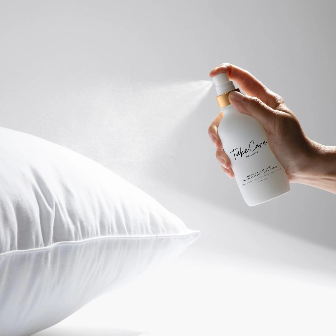 Multi-Purpose Jasmine Pillow Spray - Therapeutic Grade Essential Oils - Calming - Freshens Curtains & Upholstery - Mist into Shower Stream - Glass Bottle (Jasmine   Clary Sage)