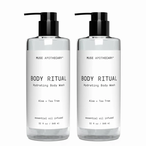 Muse Apothecary Body Ritual Hydrating - Aloe Tea Tree Body Wash for Women & Men - Essential Oil Infused Aromatherapy Body Wash - 32 Ounce, 2 Pack