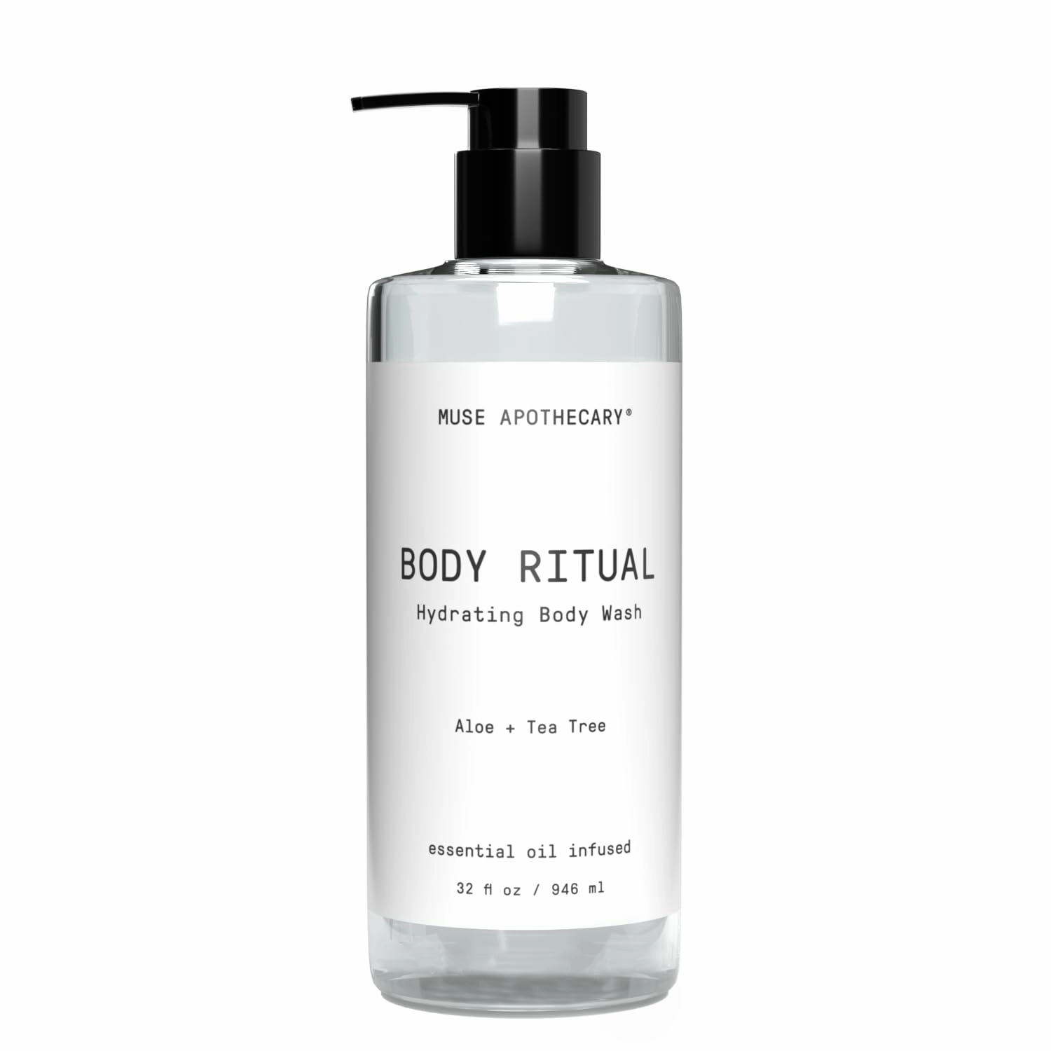 Muse Apothecary Body Ritual Hydrating - Aloe Tea Tree Body Wash for Women & Men - Essential Oil Infused Aromatherapy Body Wash - 32 Ounce