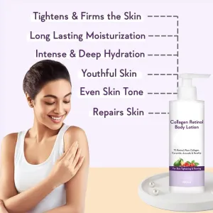 NACHT Collagen 1% Retinol Body Lotion - For Skin Tightening & Firming - With Niacinamide, Ceramide, Rosehip & Avocado - For Men & Women - 200 Ml