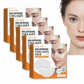 Nanofiber Collagen Face Revitalizer, Highprime Collagen Film for Face, Nanofiber Collagen Mask, Collagen Hydrating Eye Mask, Korean Soluble Collagen Film, Reduces Fine Lines (5Boxes/25Pairs)
