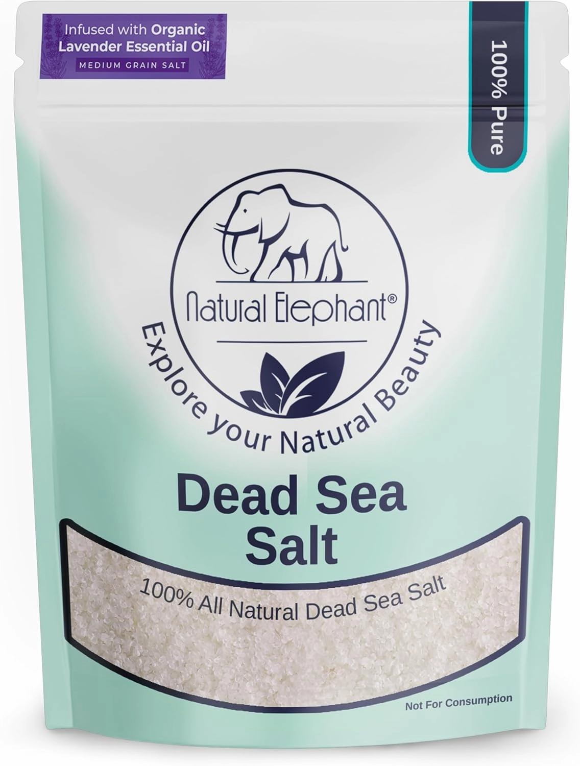 Natural Elephant Dead Sea Lavender Bath Salt Bathing and Foot Soak for Relaxing and Nourishing- 100% Pure with Organic Lavender Essential Oil - Medium Coarse Grain (10 lb (160 oz) Bag)