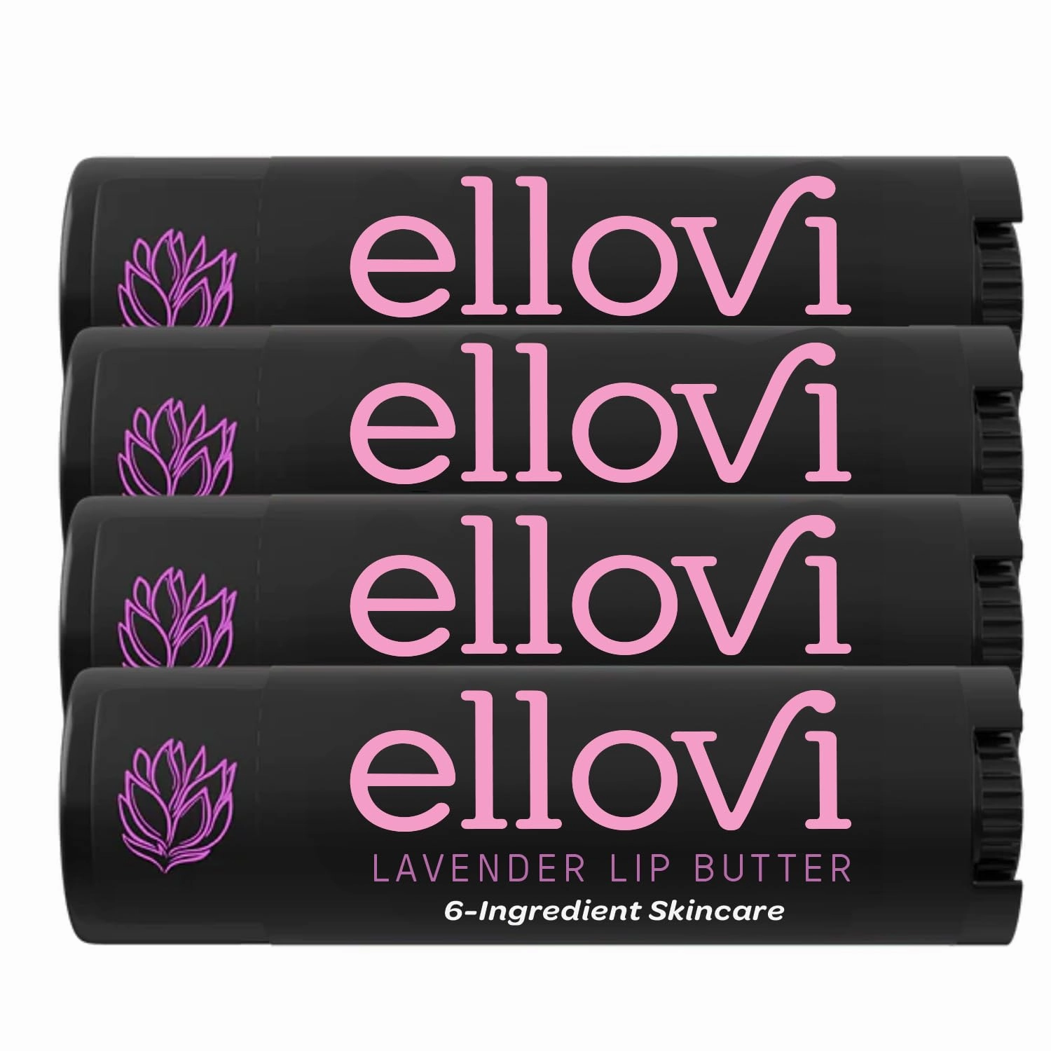 Natural Lip Butter Lip Balm - Lavender - Pure Enough to Eat - Made With Just 6 Vegan Ingredients - Moisturizing Lip Care for All Day Hydration (4-Pack)