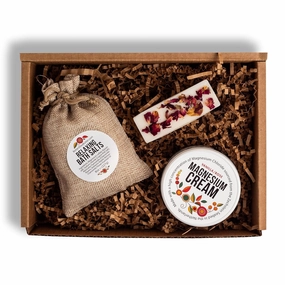 Natural Spa Gift Box, Self Care Kit for Women - Chamomile Bath Salts, Vanilla Rose Magnesium Cream, Non-Toxic Soy Wax Melts - Mother's Day Gift, Easter Basket for Women, Pregnancy Box