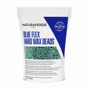 NaturaverdePro Blue Flex Hard Wax Beads, Body and Facial Hair Removal, Brazilian Bikini Wax for Women with Calming Chamomile - 2.2 lbs