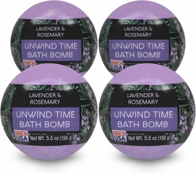 Nature's Beauty Lavender & Rosemary Bath Bomb Multi-Pack - Luxury Fizzy Spa Bath Bomb to Help Calm, Soothe   Revive Dull and Dry Skin Made with Coconut Oil & Witch Hazel, 5.5 oz (4 Pack)