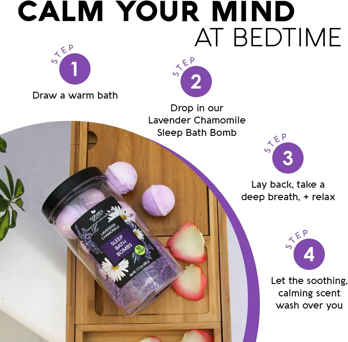 Nature's Beauty Lavender Chamomile Sleep Bath Bomb Gift Set Multi-Pack- Luxury Fizzy Relax Spa Bomb w/Vanilla   Citrus Scent Made with Coconut Oil   Witch Hazel, 17.5 oz | 10 ct ea (2 Pack)