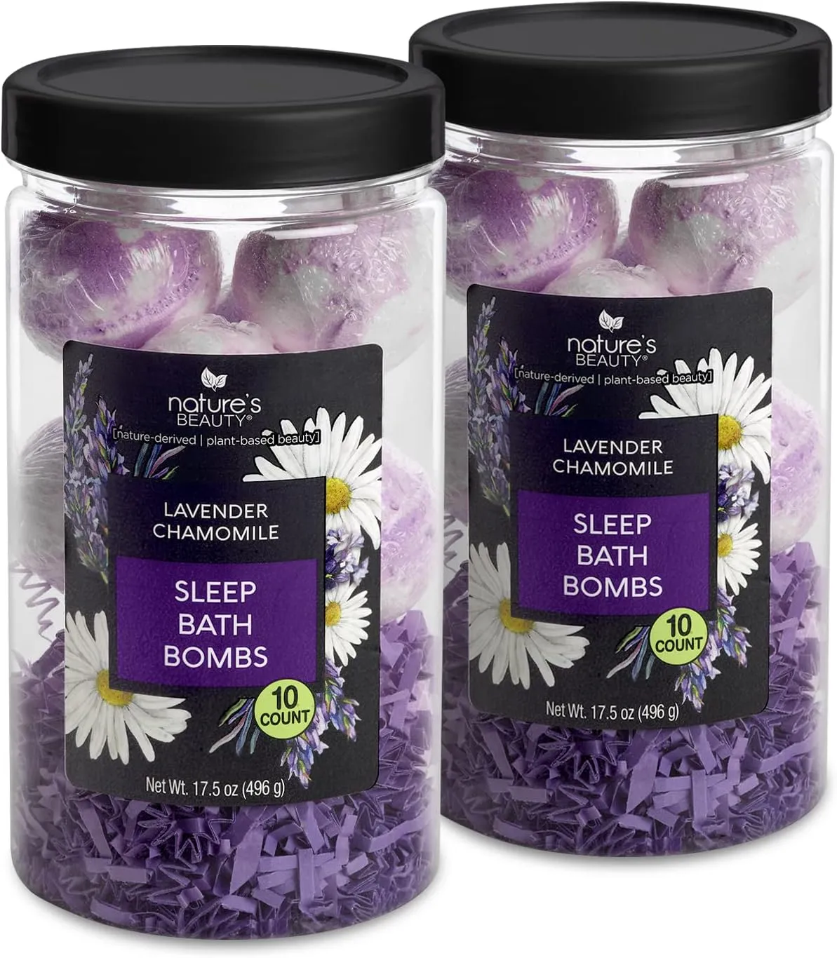Nature's Beauty Lavender Chamomile Sleep Bath Bomb Gift Set Multi-Pack- Luxury Fizzy Relax Spa Bomb w/Vanilla   Citrus Scent Made with Coconut Oil   Witch Hazel, 17.5 oz | 10 ct ea (2 Pack)