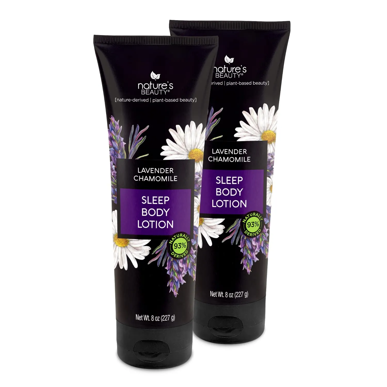Nature's Beauty Lavender Chamomile Sleep Body Lotion Multi-Pack - Lightweight, Non-Greasy Moisturizer to Sooth & Relax Dry Skin, Made w/Coconut, Jojoba   Moringa Seed Oils, 8 oz (2 Pack)