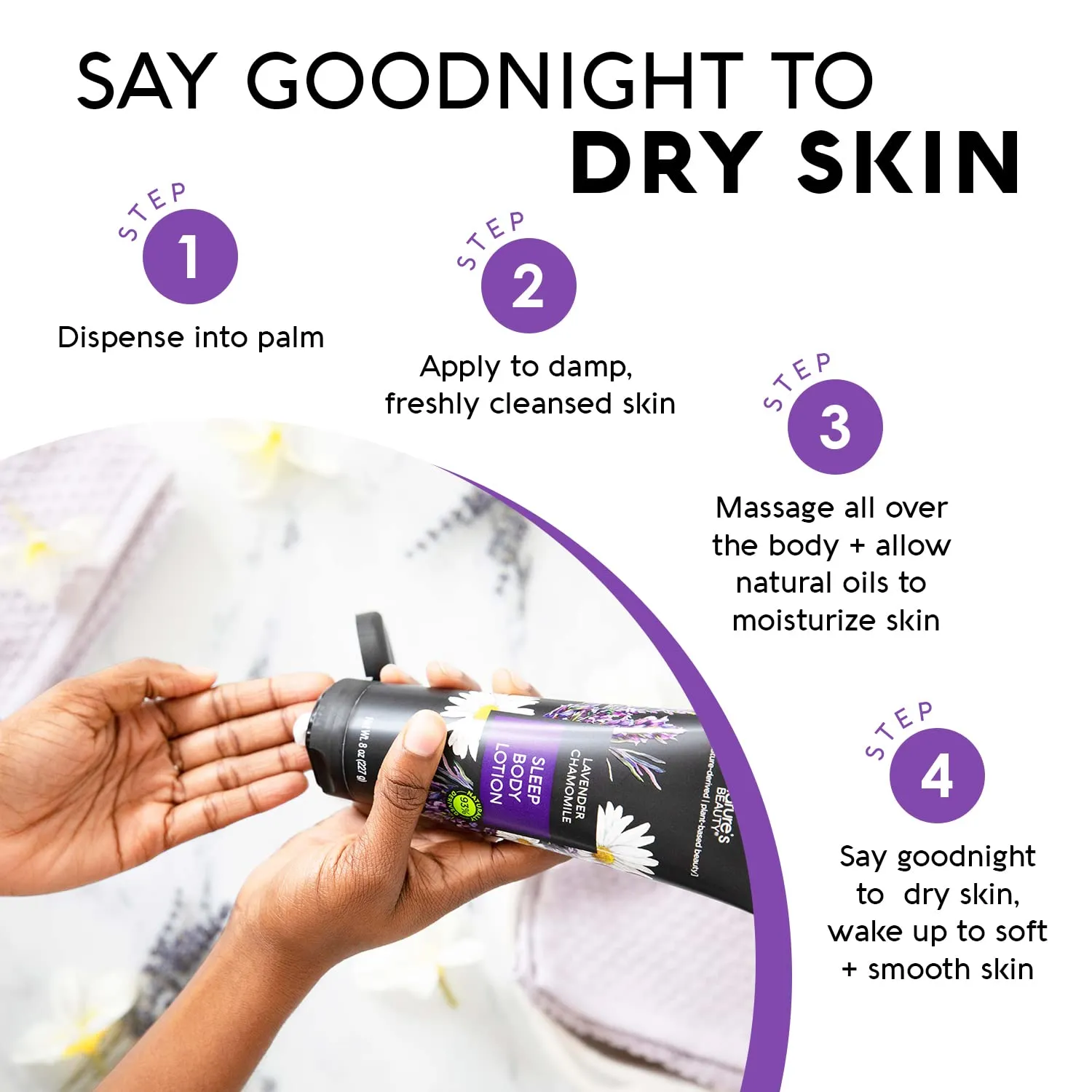 Nature's Beauty Lavender Chamomile Sleep Body Lotion Multi-Pack - Lightweight, Non-Greasy Moisturizer to Sooth & Relax Dry Skin, Made w/Coconut, Jojoba   Moringa Seed Oils, 8 oz (2 Pack)