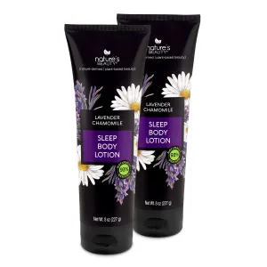 Nature's Beauty Lavender Chamomile Sleep Body Lotion Multi-Pack - Lightweight, Non-Greasy Moisturizer to Sooth & Relax Dry Skin, Made w/Coconut, Jojoba   Moringa Seed Oils, 8 oz (2 Pack)