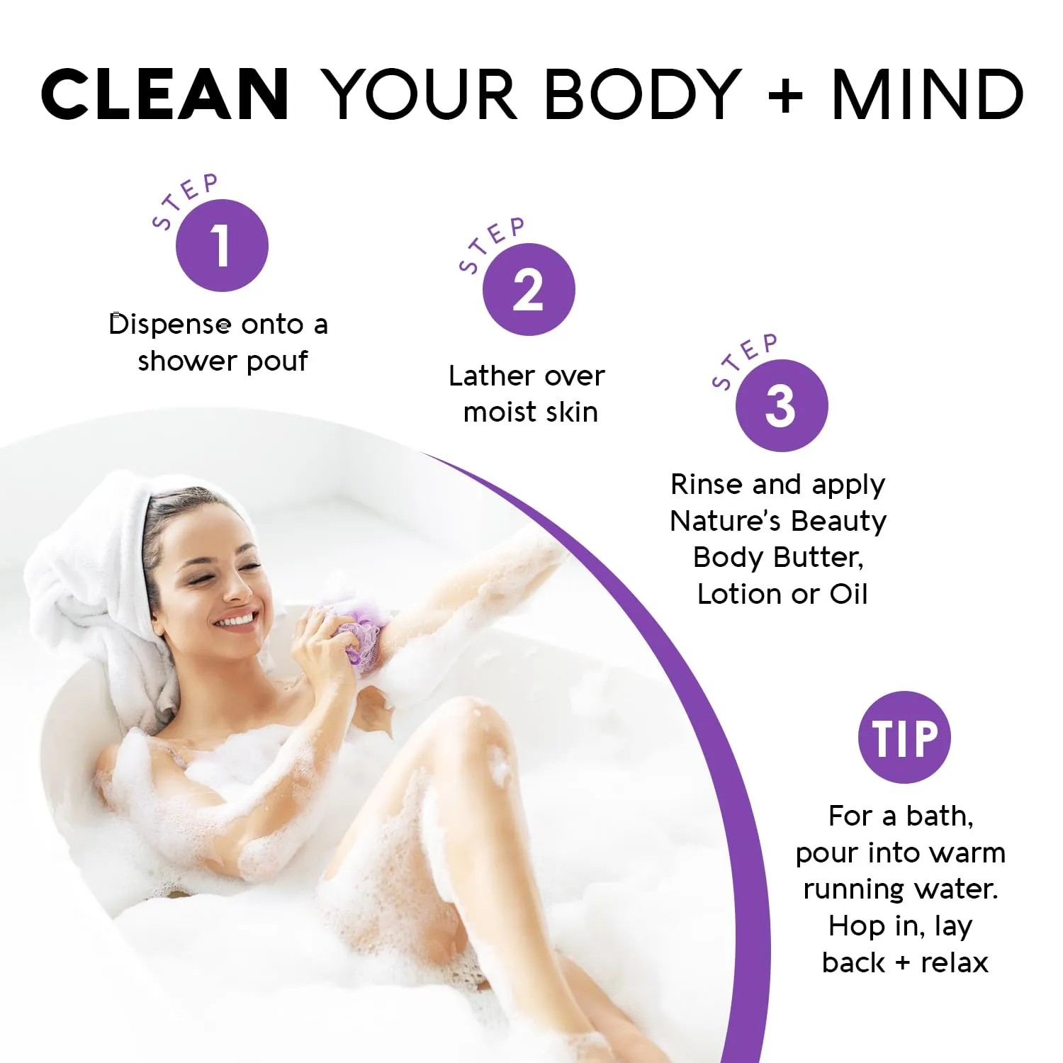 Nature's Beauty Lavender Chamomile Sleep Body Wash for Women Multi-Pack- Gentle Bath   Body Cleanser, Sooth and Calm Combination to Dry Skin Made w/Coconut, Jojoba   Moringa Seed Oils 16floz (2 Pack)