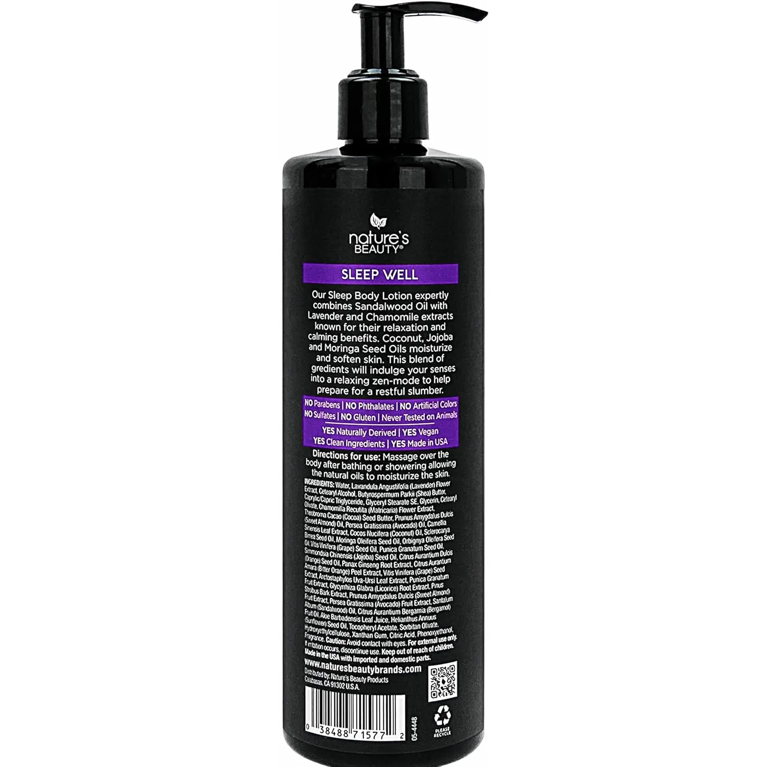 Nature's Beauty Lavender Chamomile Sleep Body Wash for Women Multi-Pack- Gentle Bath   Body Cleanser, Sooth and Calm Combination to Dry Skin Made w/Coconut, Jojoba   Moringa Seed Oils 16floz (2 Pack)