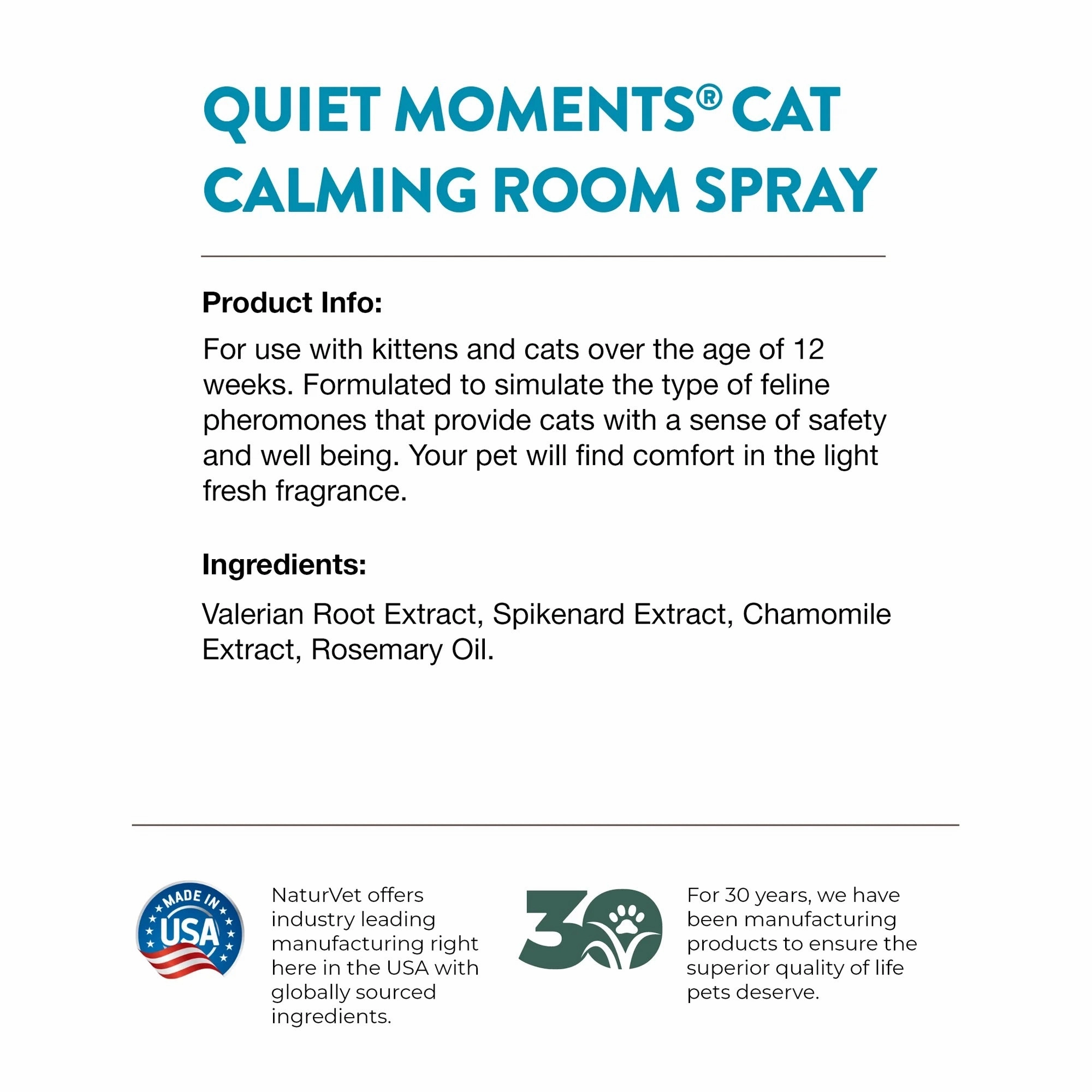 Naturvet Cat Quiet Moment Herbal Spray 8oz