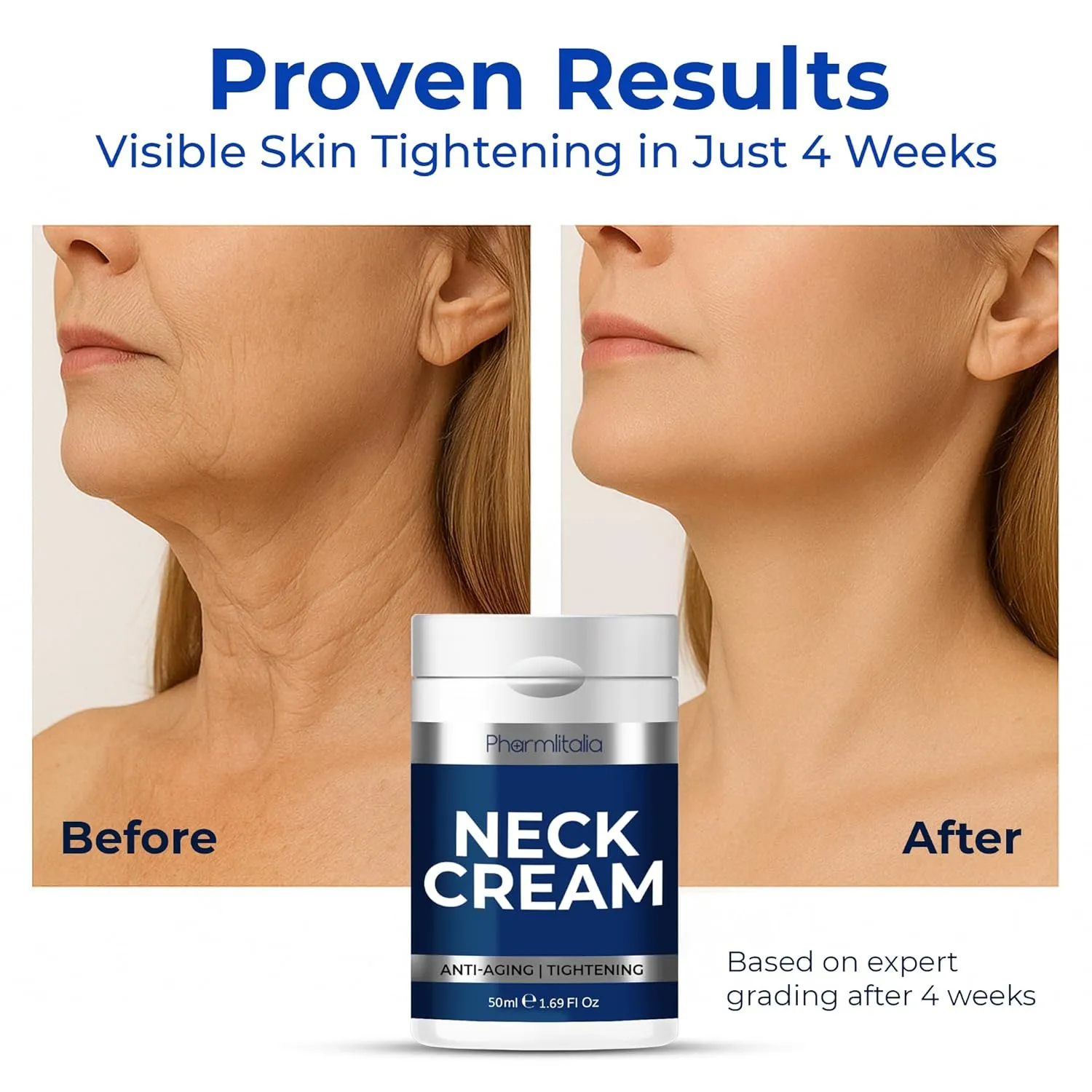 Neck Firming Cream Tightening Lifting Sagging Skin - Skin Tightening Cream for Face - Decollete & Chest, Under Chin Firming for Older Women - Neck Wrinkles Treatment with Collagen & Hyaluronic Acid