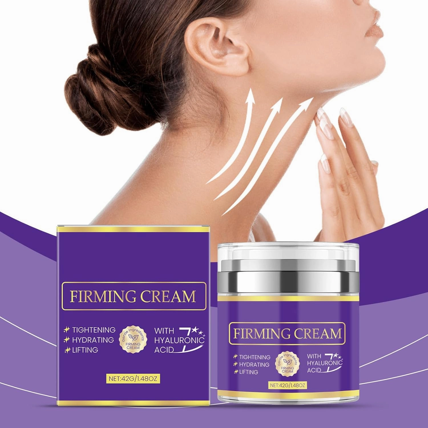 Neck Firming Cream, Anti-Aging Moisturizer with Retinol, Collagen & Hyaluronic Acid - Tighten, Lift & Firm Neck Cream for Sagging Skin, Wrinkles & Fine Lines (2PC, 1.48 OZ)