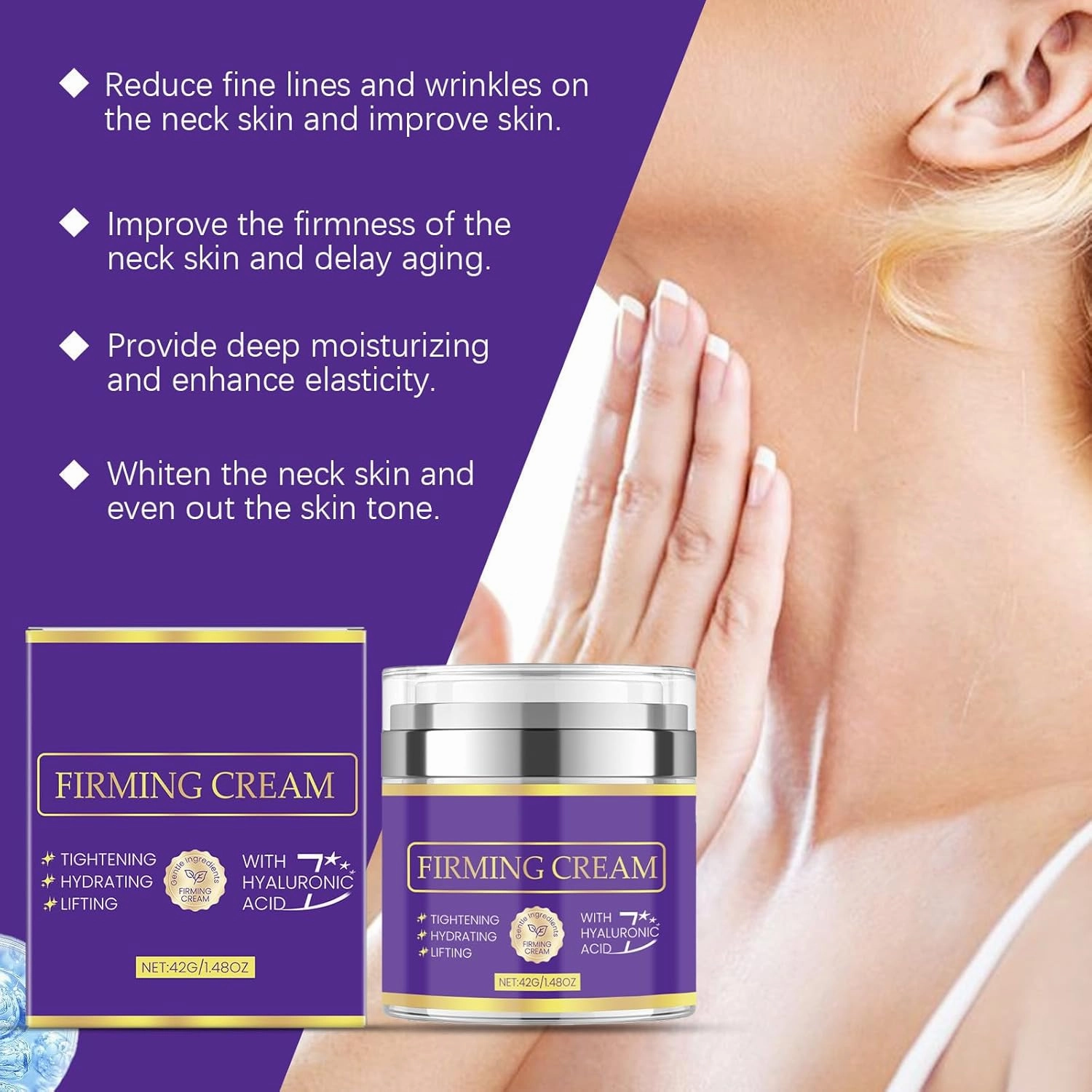 Neck Firming Cream, Anti-Aging Moisturizer with Retinol, Collagen & Hyaluronic Acid - Tighten, Lift & Firm Neck Cream for Sagging Skin, Wrinkles & Fine Lines (2PC, 1.48 OZ)