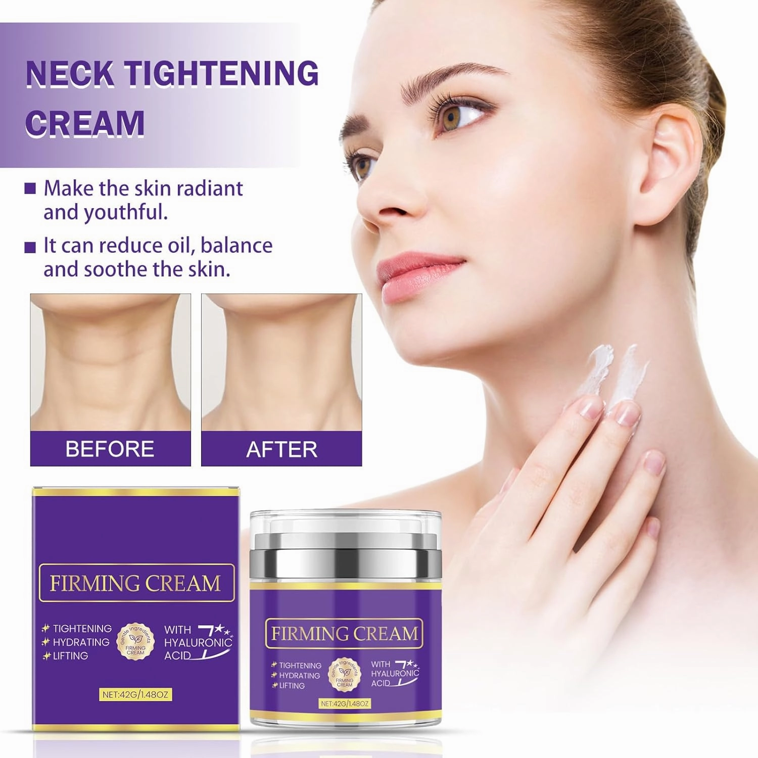 Neck Firming Cream, Anti-Aging Moisturizer with Retinol, Collagen & Hyaluronic Acid - Tighten, Lift & Firm Neck Cream for Sagging Skin, Wrinkles & Fine Lines (2PC, 1.48 OZ)