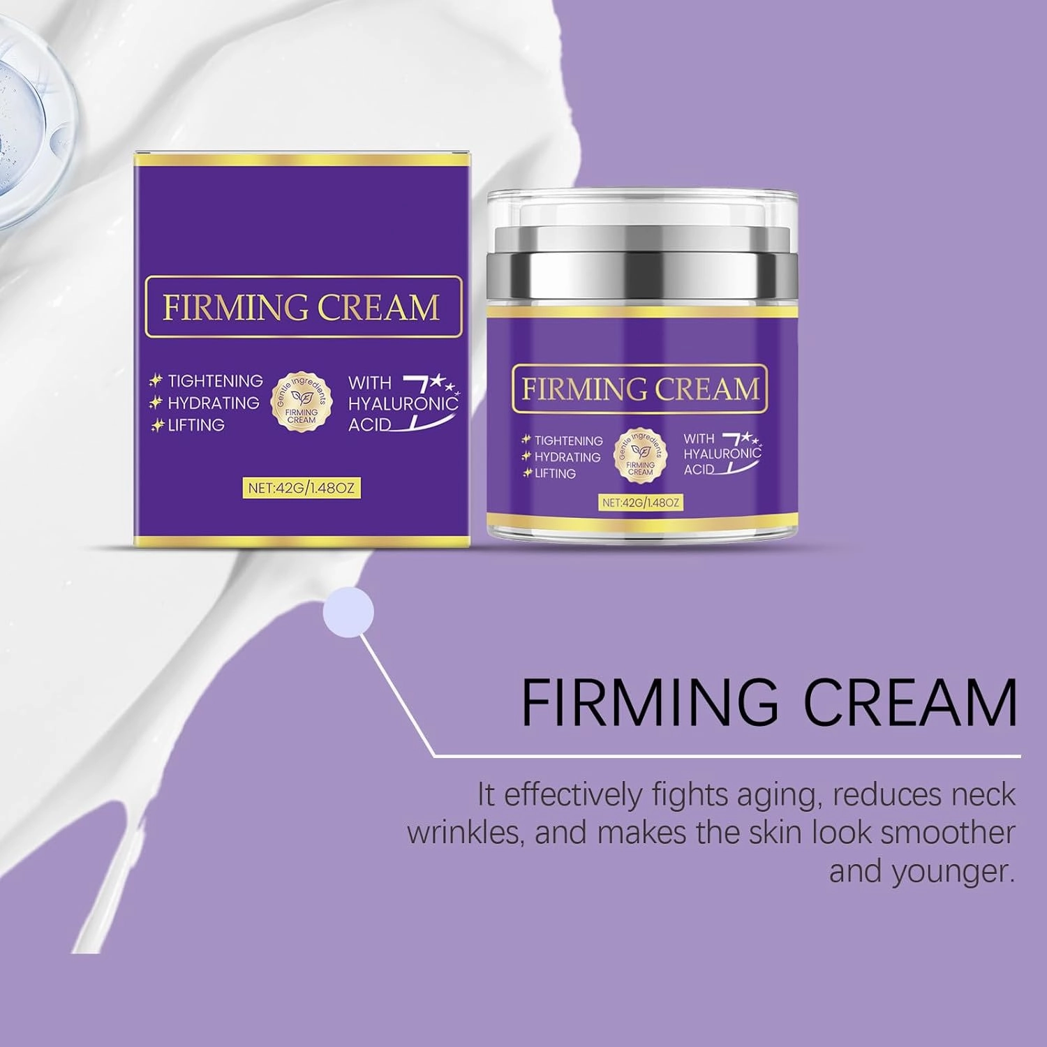 Neck Firming Cream, Anti-Aging Moisturizer with Retinol, Collagen & Hyaluronic Acid - Tighten, Lift & Firm Neck Cream for Sagging Skin, Wrinkles & Fine Lines (2PC, 1.48 OZ)