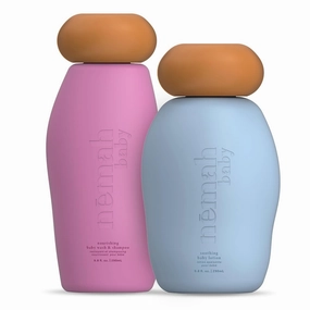 Nemah - Baby Bath Bundle with Soothing 2-in-1 Baby Shampoo & Baby Wash and Calming Body Lotion, a Body Moisturizer for Babies, Toddlers & More, Made with Plant-Derived Ingredients, Vegan & Gluten-Free
