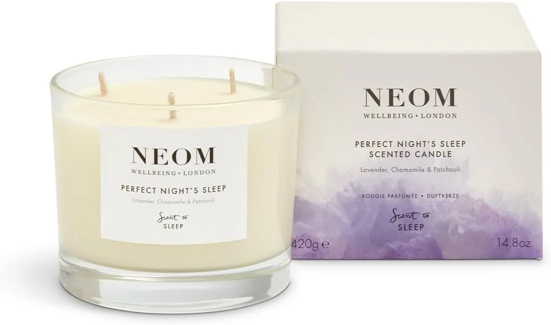 NEOM - Candle, 3 Wick | Lavender, Basil & Jasmine | Scented Candles for Home | Luxury Aromatherapy Candles | Essential Oil Candles | Calm & Relax | Signature Sleepy Scent