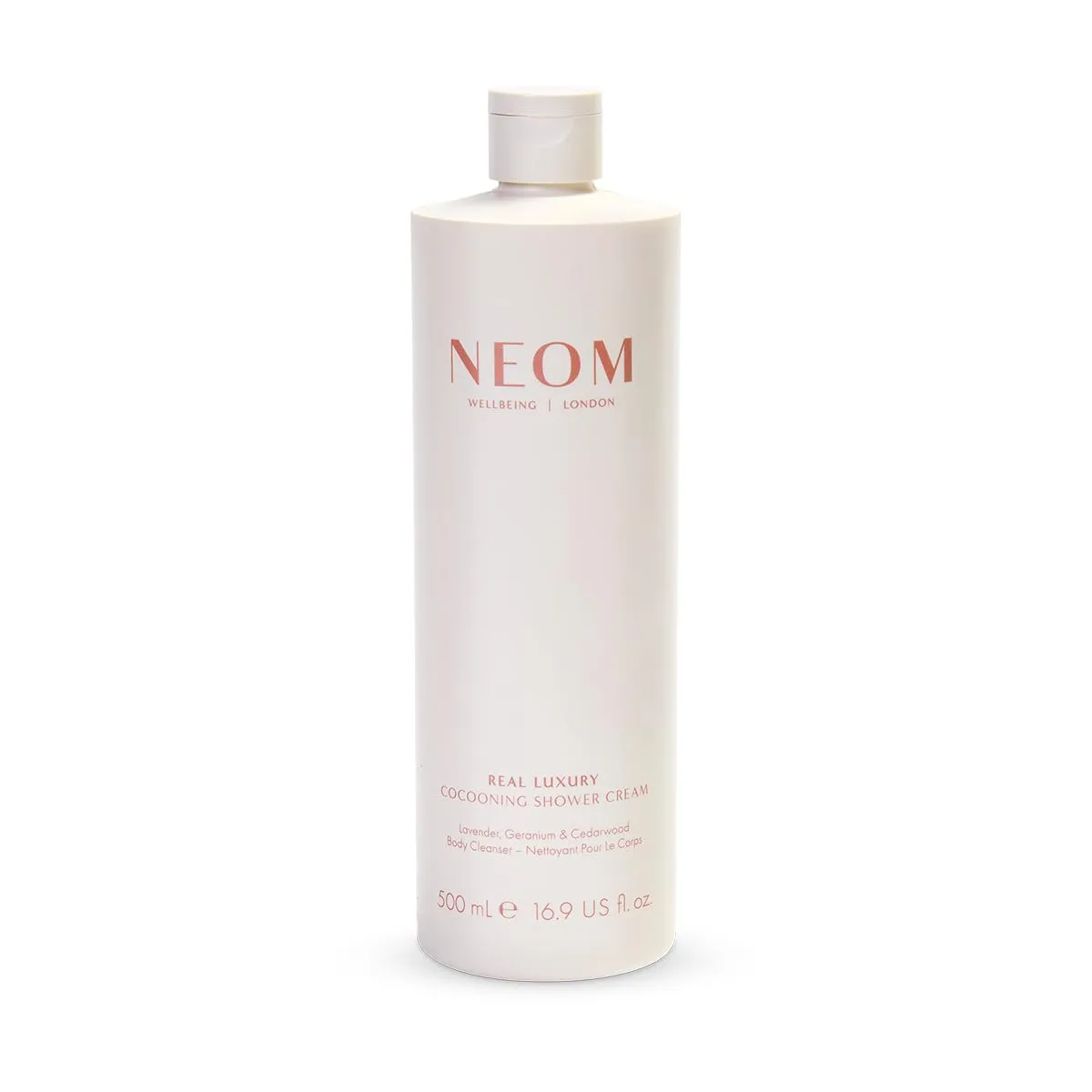 Neom- Real Luxury Cocooning Shower Cream | Lavendar, Geranium & Cedarwood (500 ml, 500 millilitre) (16.9 fl oz)