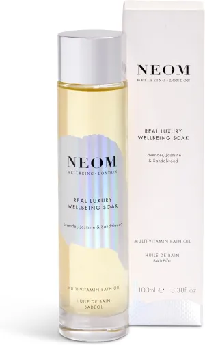 NEOM- Wellbeing Soak Bath Oil, 100ml (Real Luxury) | Lavender, Jasmine & Sandalwood | Rosehip, Coconut & Almond Oil