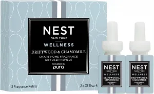 NEST New York Smart Home Fragrance Diffuser Refill Smart Vials, Driftwood & Chamomile - Set of 2 - Designed for NEST x Pura 3 and NEST x Pura 4 Diffusers - Cruelty Free, Vegan - Made in USA