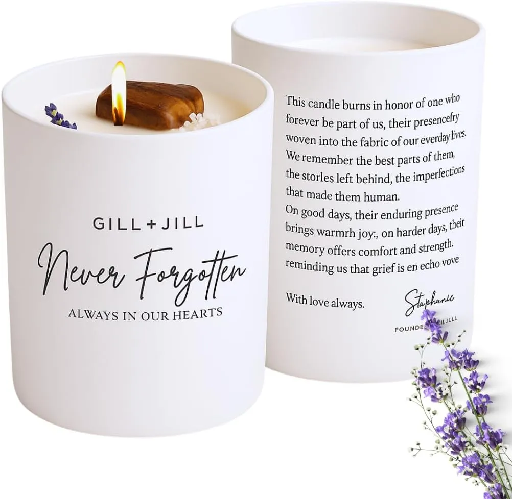 Never Forgotten Candle, Sympathy Gift Baskets Item, Bereavement, in Memory of, Grief Gifts, Sympathy Gifts for Women, Loss of Loved One, Condolences Card, Remembrance Gift