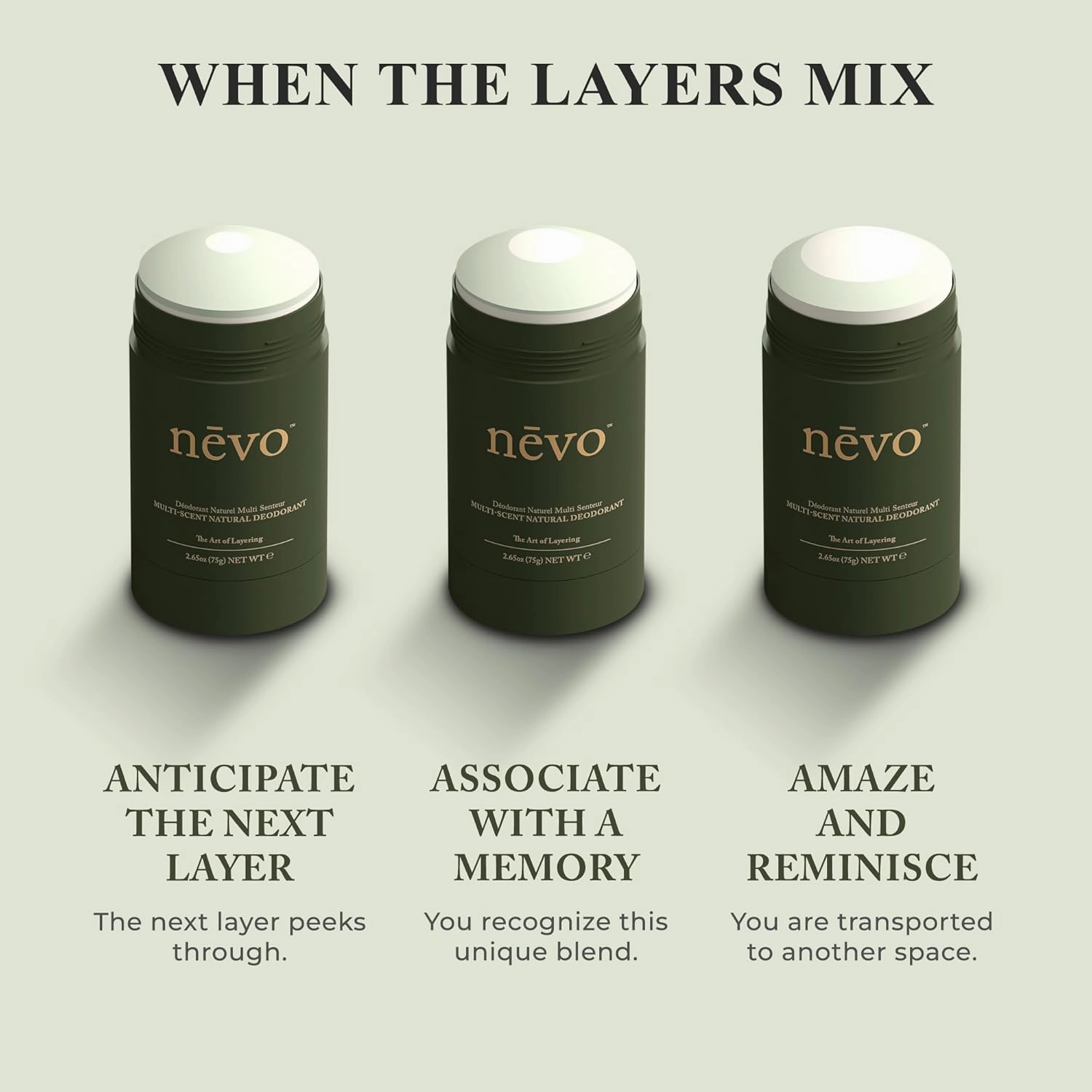 Nevo Multi Scent Deodorant Stick With Layers | Aluminum Free Deodorant for Women & Men | All Natural, Organic, Vegan, Non Toxic | Coconut Oil & Shea Butter | Nº C2 Lavender - Vanilla - Lemon 2.65 oz