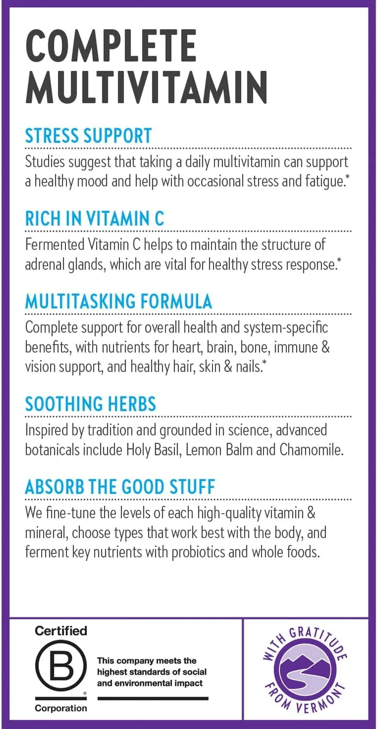 New Chapter Perfect Calm - Daily Multivitamin for Stress & Mood Support with B Vitamins   Holy Basil   Lemon Balm   Organic Non-GMO Ingredients - 144 Count