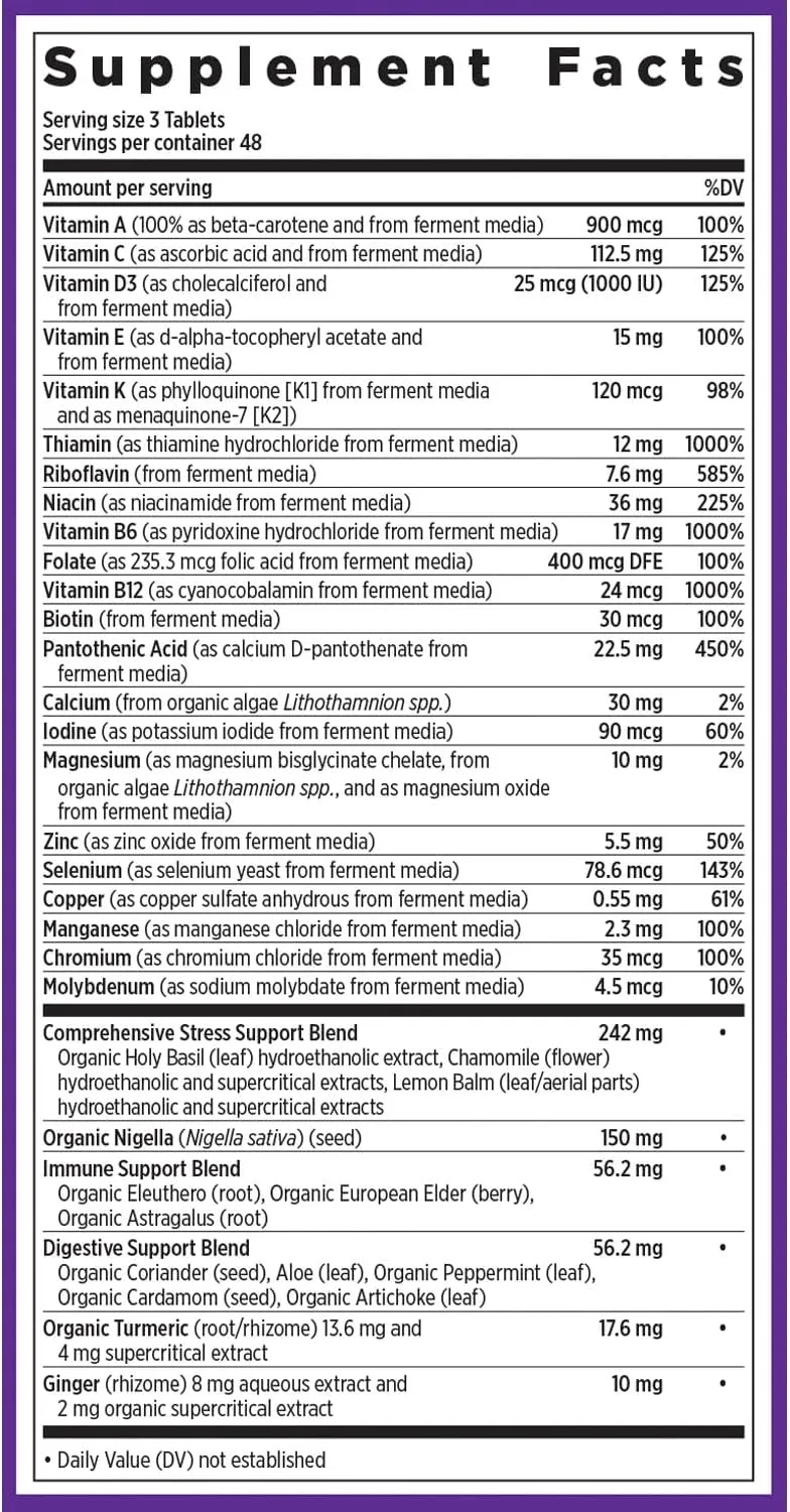 New Chapter Perfect Calm - Daily Multivitamin for Stress & Mood Support with B Vitamins   Holy Basil   Lemon Balm   Organic Non-GMO Ingredients - 144 Count